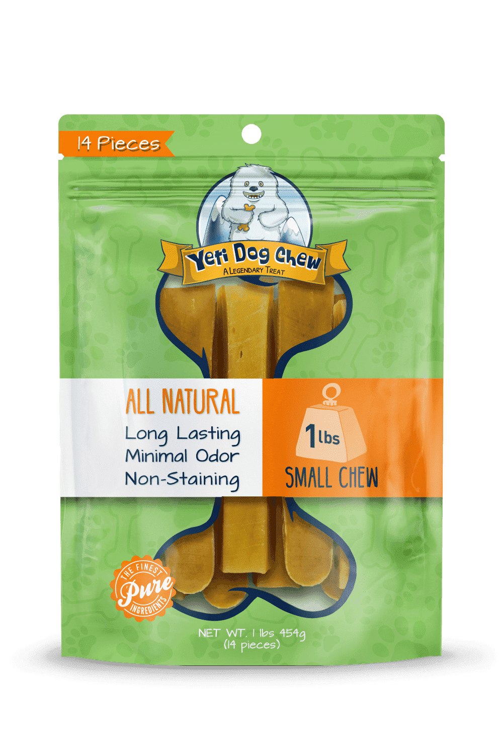 Yeti Dog Chew Natural Yak Cheese Long Lasting Dog Chews Small Dog, 14 Pieces, 1 lb