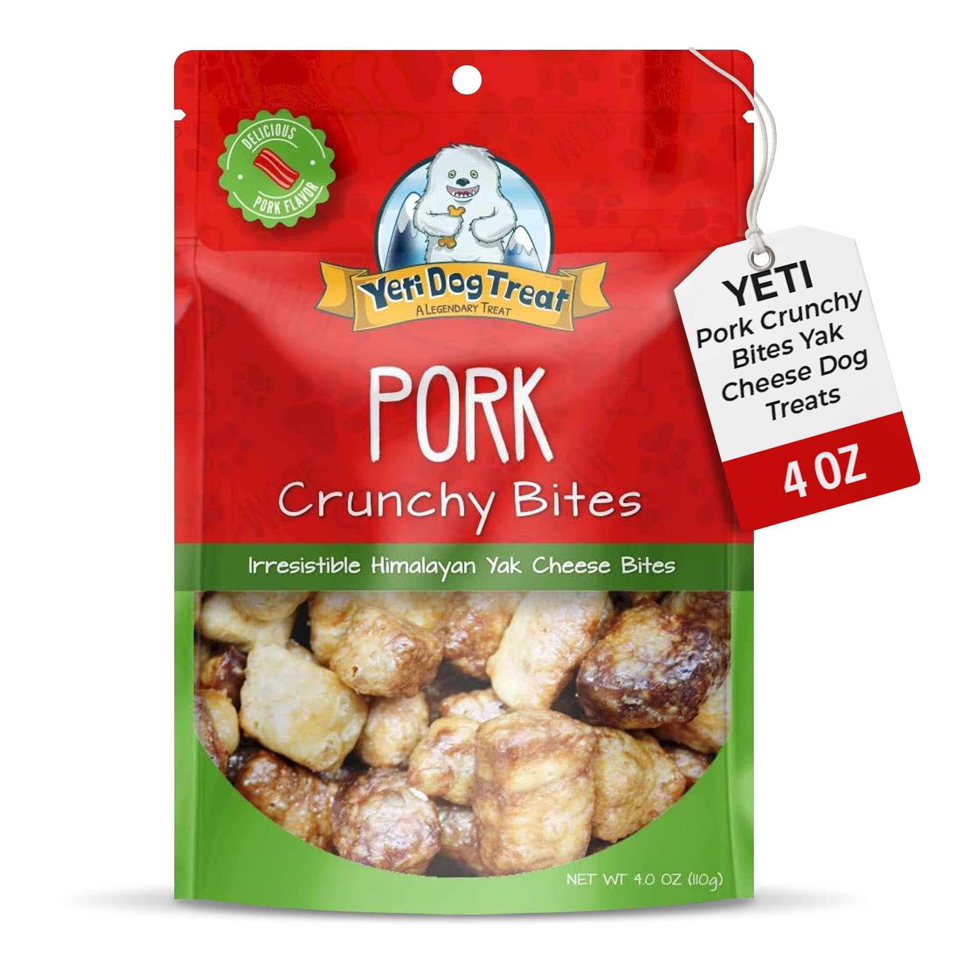 Yeti Pork Crunchy Bites YPF5 Yak Cheese Dog Treats, 4 Oz