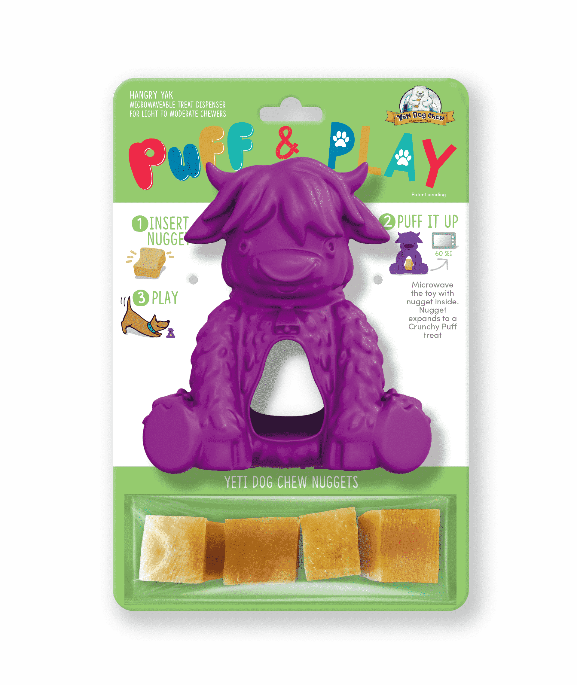 Yeti Dog Chew Treat Dispensing Yak Puff and Play Dog Toy, Purple