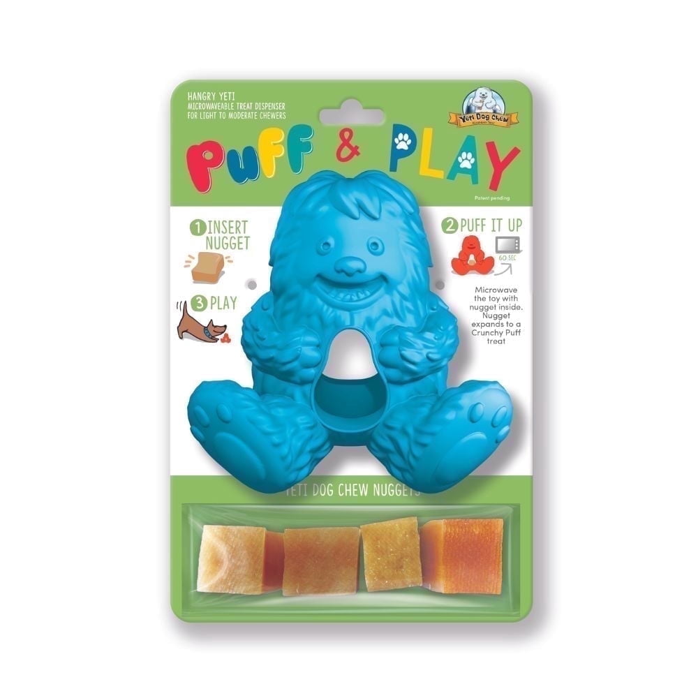 Yeti Puff and Play Interactive Treat Dispensing Dog Toy, Blue