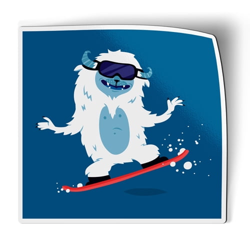 Yeti Snowboarding Cute - 5.5" Magnet for Car Locker Refrigerator