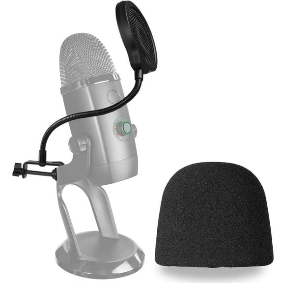 Yeti X Mic Pop Filter with Foam Windscreen - 4 Inch 3 Layers Wind Pop Screen Mask Shield and Foam Wind Cover For Blue Yeti X Mic to Improve Sound Quality by SUNMON