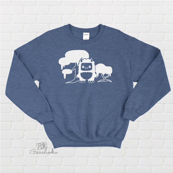 Yeti's Magical Forest Crewneck Sweatshirt - Cute Sasquatch Bigfoot Winter Fleece Sweater