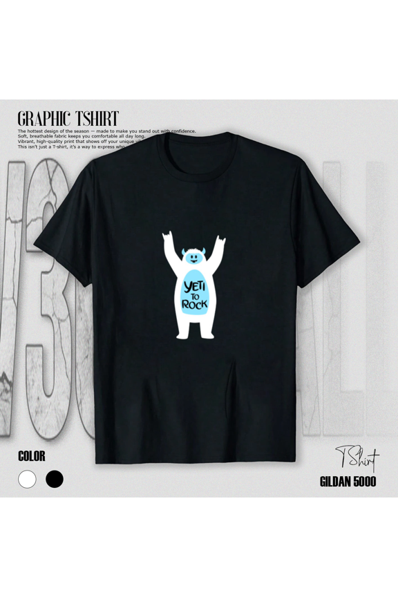 Yeti to Rock Funny Snow Monster Music Lover Winter Art Unisex T-Shirt, up to size 5XL