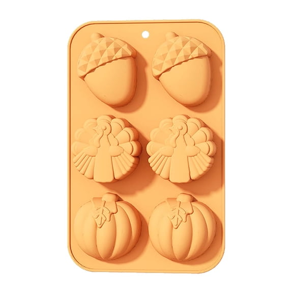 Yettn Silicone Pumpkin Mold,Premium 3D Silicone Pumpkin Chocolate Mold Set,Fall Baking Essential for Maple Leaf, Acorn & Turkey Shaped Candles, Soap & Candy Molds,Reusable Cake Pan Accessory