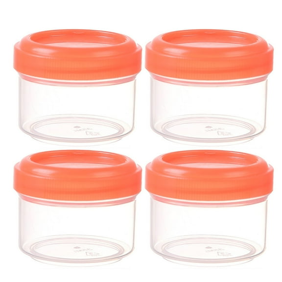 Yettn Small Containers with Lids,4-Pack 1.2oz Mini Plastic Food Storage Jars with Secure Screw Lids for Spices, Dressings, Samples, Travel, Crafts & Organization