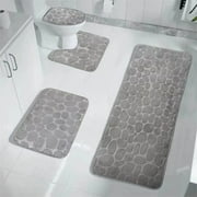 Yeucho Toilet Seat Cushion 1PC Bathroom Three Embossed 50*80cm+50*40cm(U Shaped) +40*40cm Toilet Lid