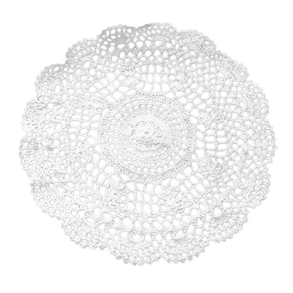 Yeuimy 12 Inch Lace Doilies Table Placemats Handmade Crochet Cloth Round Coasters Knitted Doilies for Tables Sofa Cover,100% Cotton,Hand-Knitted Crochet Open-Weave Woven Tablecloth (White)