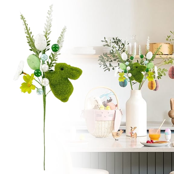 Yeuimy Artificial Easter Spray Vine with Pastel Easter Eggs and Berries - Decorative Spring Floral Stems - Easter Egg Twig Branches for Floral Arrangement - Centerpiece Wreath Decoration