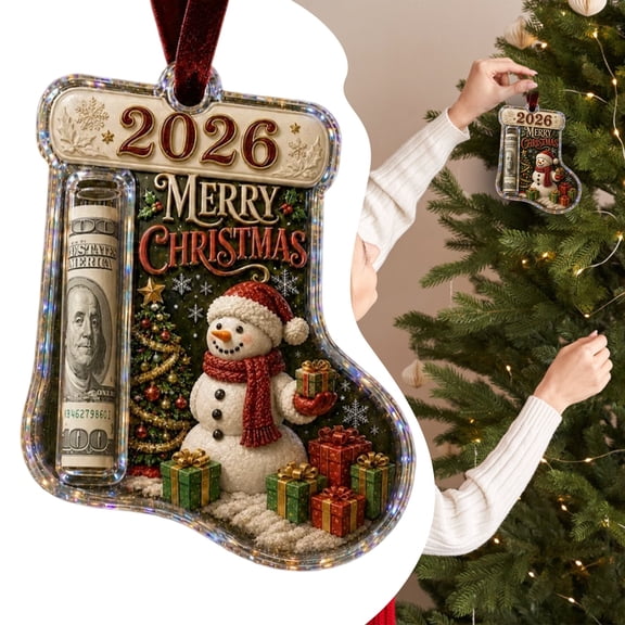 Yeuimy Christmas Cash Gift Ornament Christmas Stocking‑Shaped Christmas Money Holders For Cash Christmas Tree Hanging Ornament Acrylic Snowman Money Ornaments Holiday Gifting