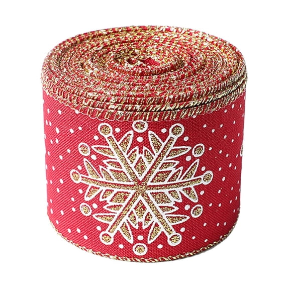 Yeuimy Christmas Decorative Snowflake Print Ribbon Polyester Wired Edge Ribbon for Holiday Tree Wreath Gift Wrap Garland Bow Making Red Ornament Ribbon Gift Wrap Trim Holiday Bow Ribbon