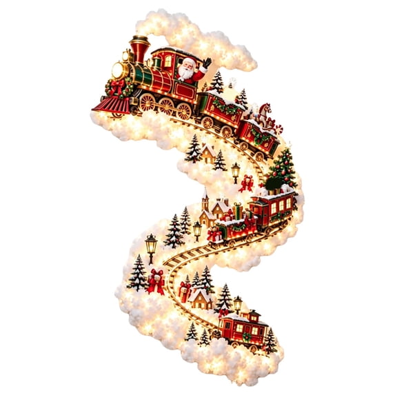 Yeuimy Christmas Magic Trail Wall Light Train Hanging Decoration With Warm White Led With 3D Star And Snowflake Accents Indoor Holiday Decor For Living Room Festive Xmas Gift Holiday Decoration