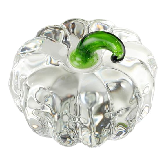 Yeuimy Handmade Clear Glass Pumpkin Figurine Hand Blown Art Glass Tabletop Decor Fall Harvest Halloween Thanksgiving Home Mantel Shelf Accent Glass Pumpkin For Table Centerpiece Clear Glass Pumpkin