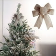 thumbnail image 1 of Yeuimy Rustic Burlap Bow Christmas Tree Topper 6x7 Inch Jute Wreath Bow For Front Door Garland Holiday Decor Indoor Outdoor Wedding Party Farmhouse Decoration Large Christmas Bow Natural Jute Bow, 1 of 6