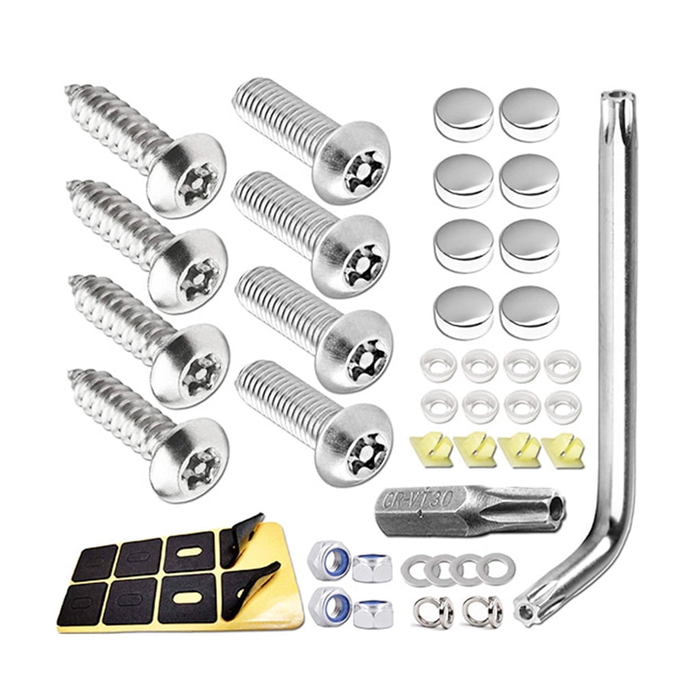 YeulionCraft Silver Anti-Theft Security Screws for License Plate Rustproof Fastener with Theft-Proof Stainless Steel Screws