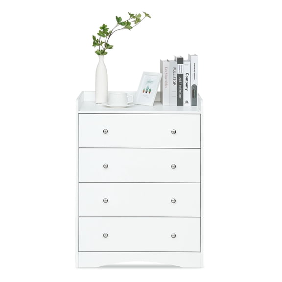 Yeulluey White Dresser, 4 Drawer Dressers Chest of Drawers, Modern Tall Dresser, Wood Drawer Chest Storage Cabinet for Living Room, Hallway, Entryway, Home Office, Ivory White