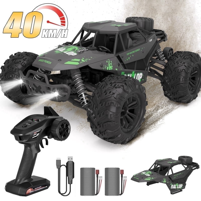 LOOKFLY 1:16 Scale Fast Large RC Car,40+KM/H All Terrain High Speed Remote Control Car, 4x4 RC Monster Truck with 60 Min Runtime,2 Batteries,Gifts Toys for Kids & Adults,Black