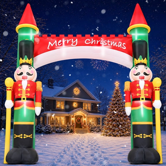 Yexmas 10FT Christmas Inflatable Archway, Blow Up Nutcracker Soldier Arch Decoration with Built-in LED, Xmas Outdoor Decor for Lawn Yard Garden Party Home Indoor Holiday