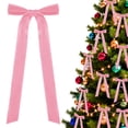 thumbnail image 1 of Yexmas 12pcs Pink Velvet Christmas Bows, Ribbon Bows Xmas Ornaments for Christmas Tree Home Party Staircase Door Wreath Garland Holiday Decor, 1 of 7