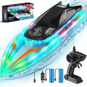 Yexmas 2.4 GHz Remote Control Boat For Pool And Lakes, 15+MPH Fast RC Boat, RC Toy Boats For Adults And Kids, Green