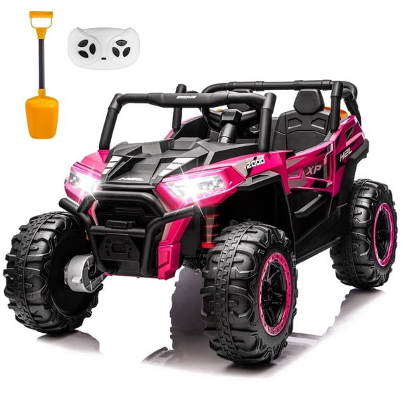 Yexmas 24V Kids Ride on Car Truck,2 Seater Kids Electric Car with Remote Control,4WD Toddler Ride on Car with 110lb Weight Capacity,Pink