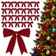 thumbnail image 1 of Yexmas 24pcs Burgundy Velvet Christmas Bows, Xmas Ribbon Bows Ornaments for Christmas Tree, Gift Wrapping,Crafts,Party, Wreath Garland Holiday Decor, 1 of 7