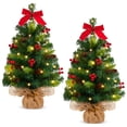 Yexmas 2PCS Pre-lit Artificial Mini Christmas Tree,24 Inch Small ...
