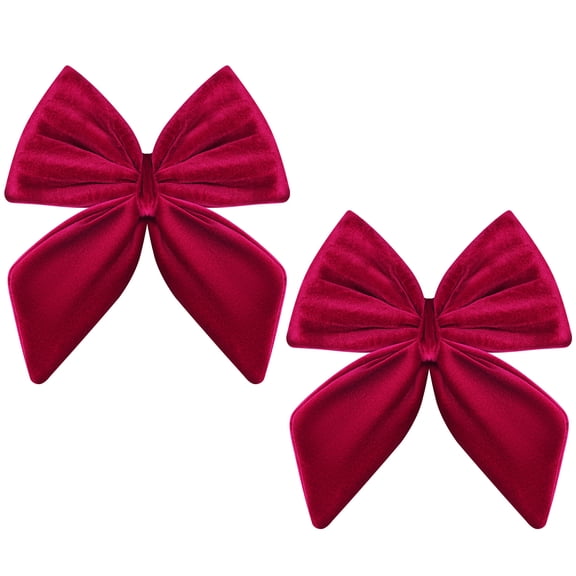 Yexmas 2pcs Burgundy Velvet Christmas Bows, 9.8"×11" Xmas Tree Topper Bows Decor for Christmas Home Front Door Outdoor Wall Party Wreath Garland Holiday Decoration