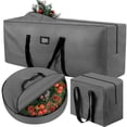 thumbnail image 1 of Yexmas 3 Pack Large Christmas Tree Storage Bag,Fits up to 7.5 ft Artificial Trees,Christmas Wreath Garland Storage Bag,Christmas Ornament Storage Box,Reinforced Handles & zipper,Green, 1 of 7