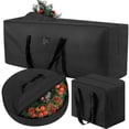 thumbnail image 1 of Yexmas 3 Pack Large Christmas Tree Storage Bag,Fits up to 7.5 ft Artificial Trees,Christmas Wreath Garland Storage Bag,Christmas Ornament Storage Box,Reinforced Handles & zipper,Black, 1 of 7
