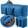 thumbnail image 1 of Yexmas 3 Pack Large Christmas Tree Storage Bag,Fits up to 7.5 ft Artificial Trees,Christmas Wreath Garland Storage Bag,Christmas Ornament Storage Box,Reinforced Handles & zipper,Blue, 1 of 7