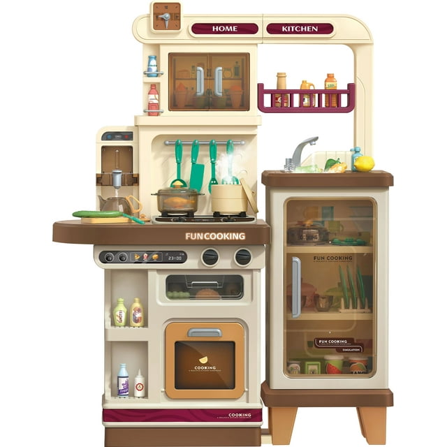 Yexmas 40.6Inch Kids Play Kitchen Set with Running Water, Realistic