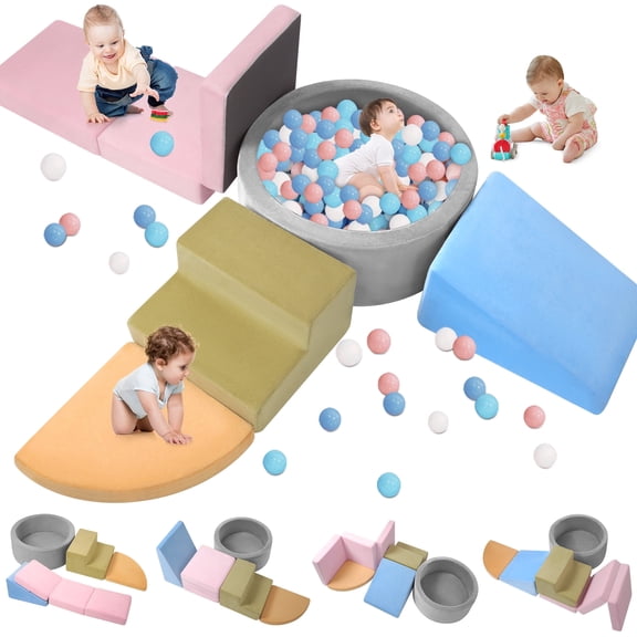 Yexmas 5-Piece Climbing Toys Soft Foam Set with Ball Pit,Indoor Play Gym Set for Toddlers