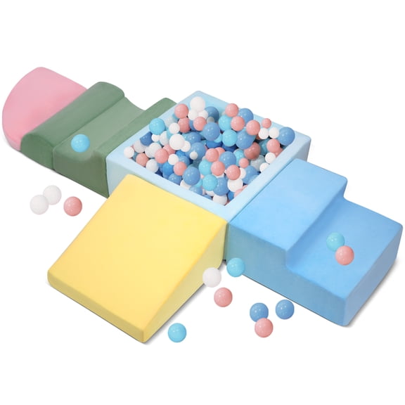 Yexmas 5-Piece Climbing Toys for Toddlers,Baby Foam Climbing Blocks with Ball Pit,Soft Foam Play Gym Indoor Activity Play Set