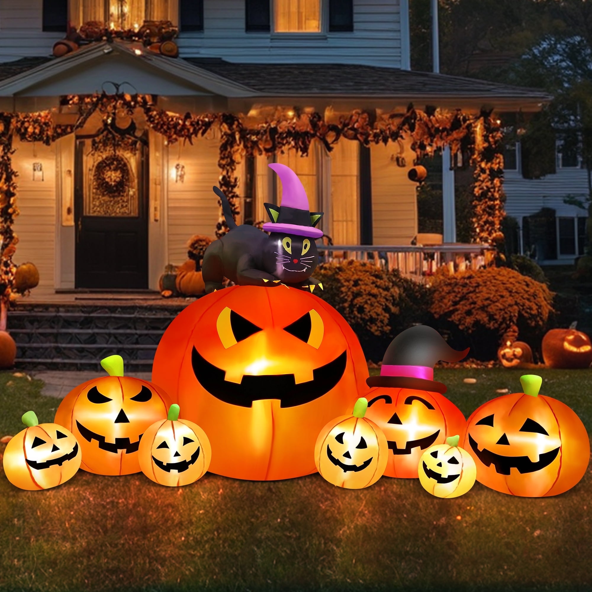 Yexmas 6 FT Outdoor Halloween Inflatable Pumpkins Stack - Spooky Yard ...