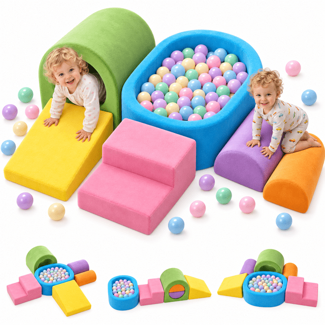 Building Pit Set Yexmas 6-Piece Climbing Toys for Toddlers, Soft Foam Climbing Blocks ...