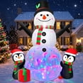 thumbnail image 1 of Yexmas 6FT Christmas Inflatable Snowman with Penguins & Gift Box, Built-in Colorful Rotating Light, Outdoor Holiday Yard Decoration, 1 of 1