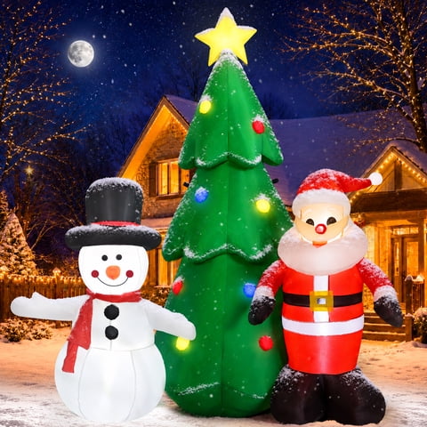 Yexmas 6FT Christmas Tree Inflatables Outdoor Decorations with Santa Claus & Snowman,Christmas Blow Up with LED Lights,Inflatable Christmas Yard Decorations