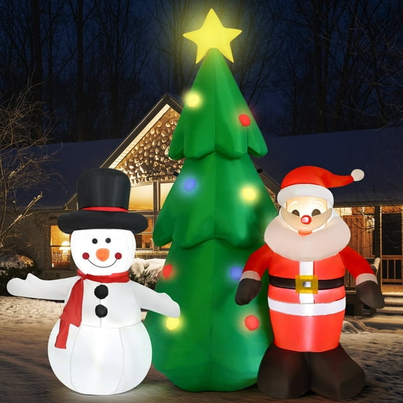 Yexmas 6FT Christmas Tree Inflatables Outdoor Decorations with Santa Claus & Snowman,Christmas Blow Up with LED Lights,Inflatable Christmas Yard Decorations