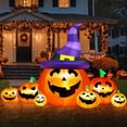 thumbnail image 1 of Yexmas 7.5FT Halloween Inflatable Pumpkin,Halloween Blow Ups with Witch Hat for Party Yard, Garden, Lawn, Indoor Outdoor Halloween Decor, 1 of 7