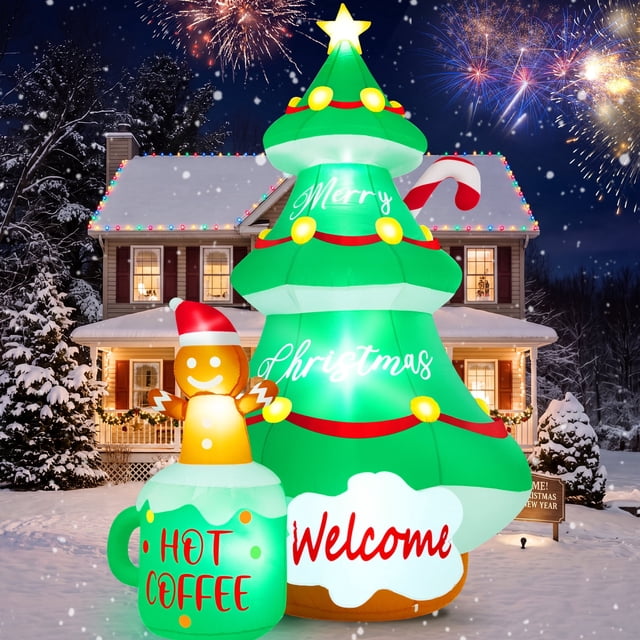 Yexmas 7FT Large Outdoor Inflatable Christmas Tree with Snowman, Hot ...
