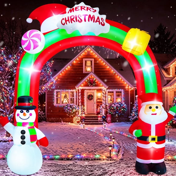 Santa Tree Snowman Inflatable 6.5ft Inflatable Surfing Santa Outdoor Christmas Decoration with Built ...