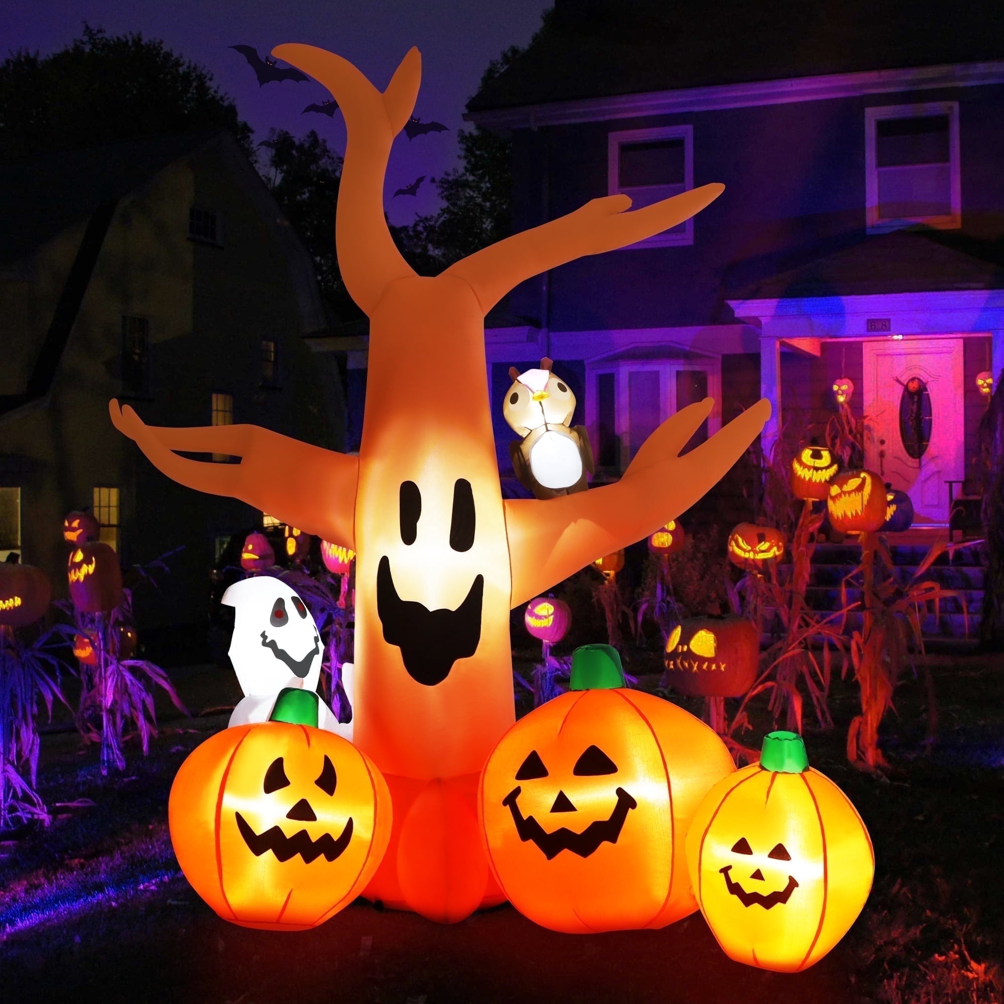 Decorazioni di Halloween Fantasma da Appendere con Luci LED, set 2 pz. Fantasmi Luminosi