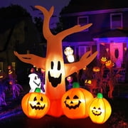 Yexmas 8FT Halloween Inflatables Dead Tree,Outdoor Halloween Decorations with Built-in LED Lights ,Halloween Blow Up Yard Decorations with Pumpkin,Ghost,and Owl
