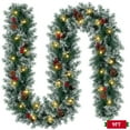 thumbnail image 1 of Yexmas 9ft Large Christmas Garland, Multi-Purpose Xmas Wreath with 45 LED Lights, Decorated with Pinecones, Berry Clusters, Battery Operated, 1 of 9