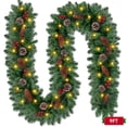 thumbnail image 1 of Yexmas 9ft Large Christmas Garland, Multi-Purpose Xmas Wreath with 45 LED Lights, Decorated with Pinecones, Berry Clusters, Battery Operated, 1 of 9