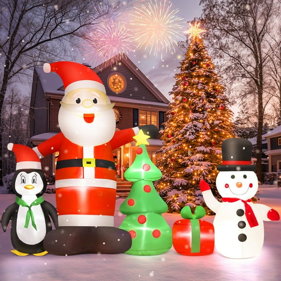 Yexmas 6FT Christmas Decorations Inflatables with Blow Up LED Lights, Santa Claus Snowman Penguin Gift Boxes & Christmas Tree for for Holiday Decor,Xmas Party,Yard, Garden and Lawn