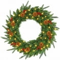 thumbnail image 1 of Lookfly Christmas Wreath, 24" Christmas Wreath for Front Door,Outdoor Christmas Wreath,Battery Powered Christmas Decorations with Lights & Ornament, 1 of 7