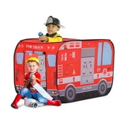Yexmas Fire Truck Pop Up Tent with Carrying Case, Playhouse Indoor and Outdoor Kids Play Tent for Boys and Girls Children 3+ Years Gift