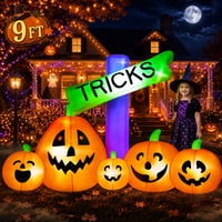 Yexmas 9FT Halloween Inflatable Decoration with TRICKS Sign and Pumpkins